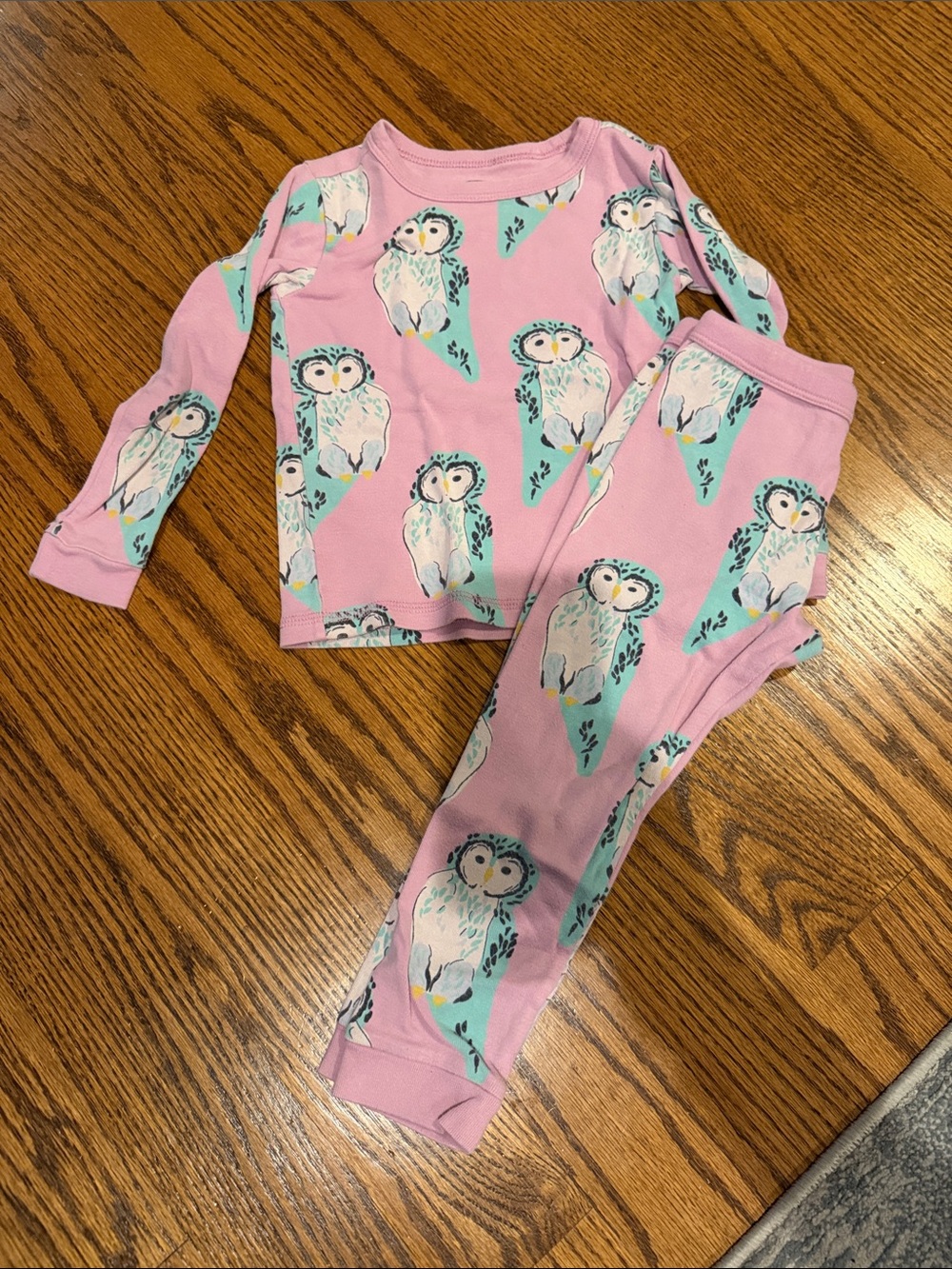 Tea Collection Pink Owl Pajama Set with Teal Accents